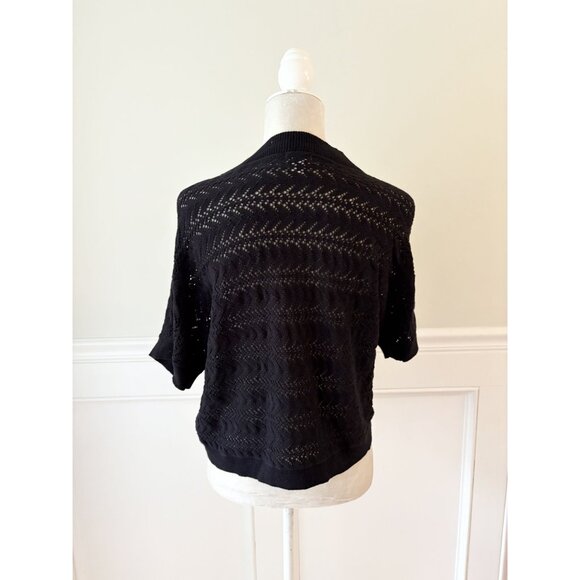 Jaclyn Smith L Black Open Weave Sweater Shrug - Picture 3 of 4